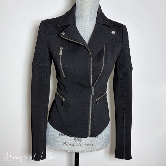 Wilfred Jackets & Blazers - Wilfred Black Moto Jacket Structured Biker Style Quilted Shoulders & Hardware